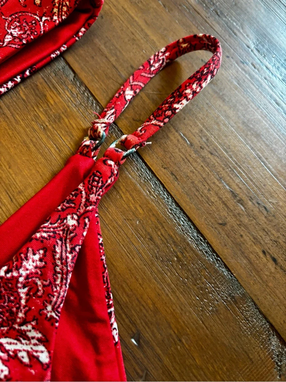 Frankie’s bikinis red bandana print bikini set